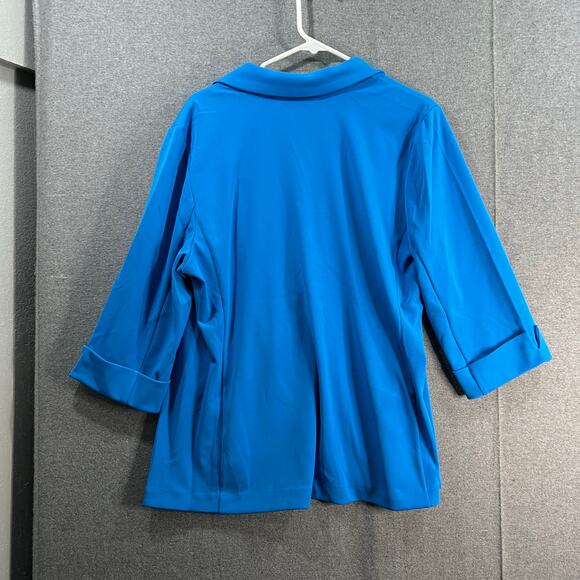 GRAVER Susan Graver LK Fusion 3/4 S1v Cutaway Hem Blazer Cabana Blue X-Large - Picture 2 of 11